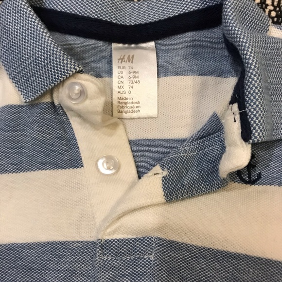 3/$15 H&M Baby Striped Polo Shirt 6-9 mo - Picture 9 of 11
